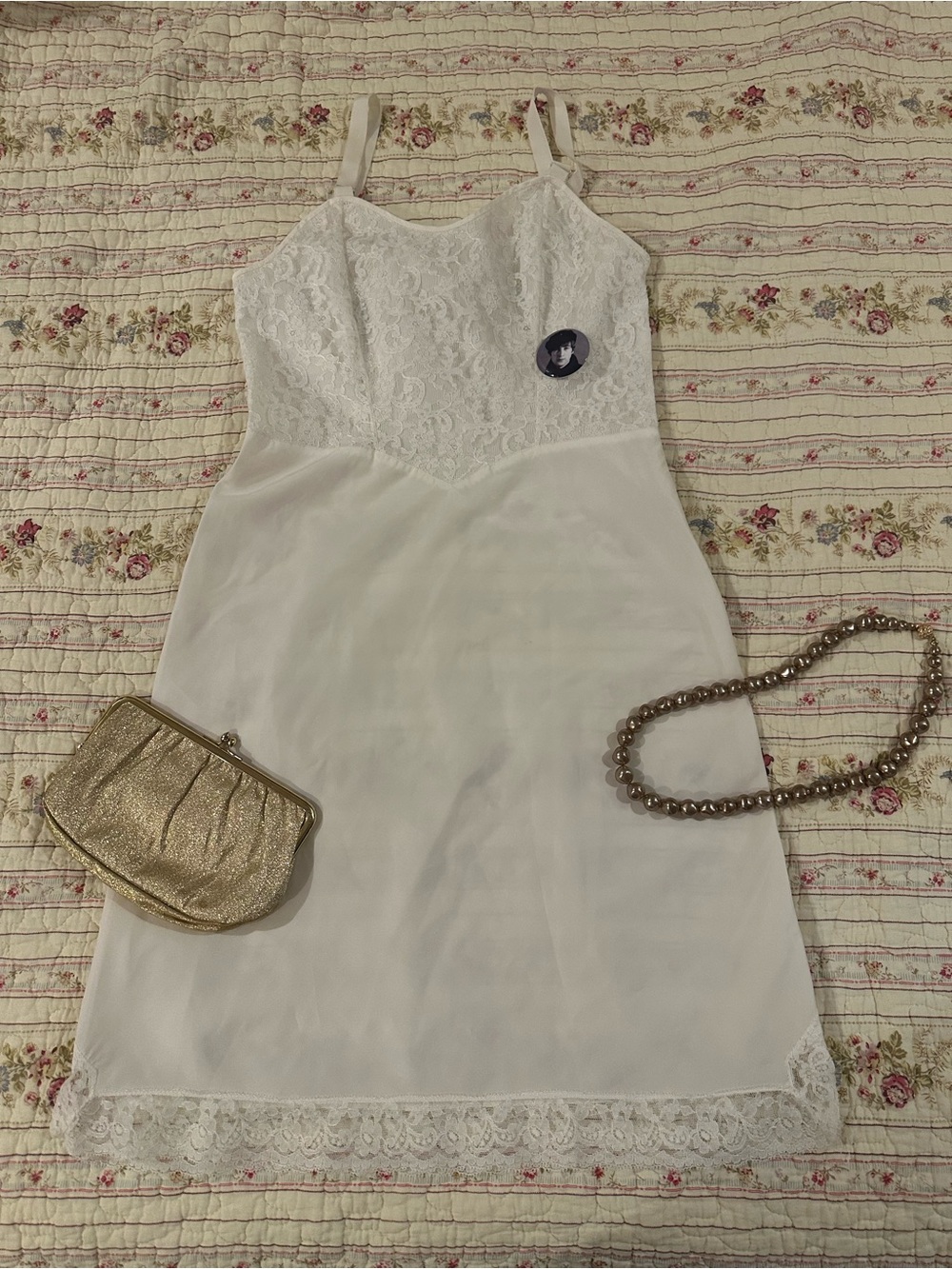 True Vintage 50s Barbizon White Lace Slip Dress Petite Bridal Pinup Lingerie XXS